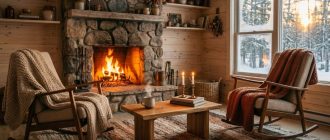 Атмосфера хюгге в загородном доме с камином и террасой